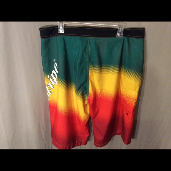 Red Stripe swim trunks. Size 38. - Picture 2 of 5